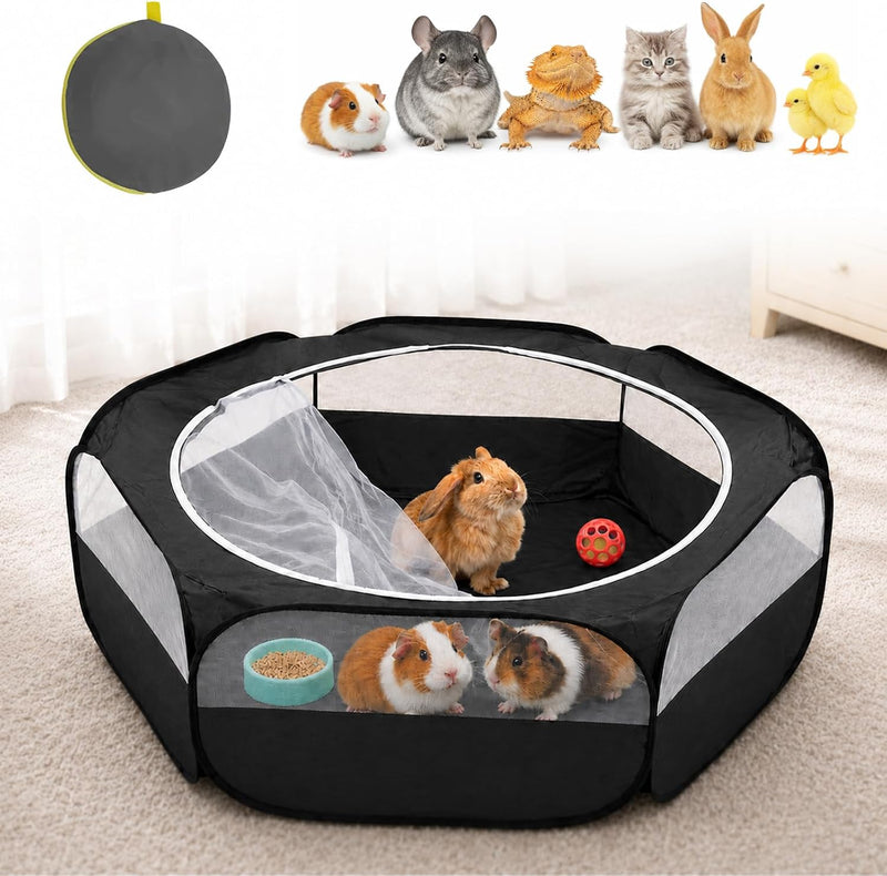 Amakunft Small Animal Pop-Up Playpen with Mesh Cover, 47'' x 23.6'' x 15'' Chicken Brooder Box, Play Pen Indoor Outdoor 