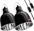 MECESOR Reptile Light Fixture, 2 Packs 5.5 Inch Deep Dome Lampshade, Reptile Heat Lamp Fixture with Separate Switches Fi