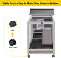 Aivituvin Rabbit Hutch 93.7" Large Rabbit Cage Indoor Outdoor Guinea Pig Cage Chicken Coop on Wheels Bunny Cage with 4 D
