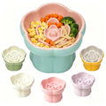 Koieam Cat Slow Feeder Flower-Shaped Ceramic Slow Feeder Cat Bowl, Tilted Raised Cat Slow Feeder Bowl for Whisker Relief, Prevents Vomiting & Bloating, Non-Slip Base