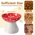 Mushroom Cat Bowl,Whisker Fatigue Cat Bowl,Cute Cat Bowls,Elevated Cat Food Bowl, Lead & Cadmium Free Ceramic Cat Bowls for Food and Water. (Red+Yellow)
