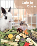 Bissap Rabbit Chew Toy, Natural Bunny Treats Snacks with Timothy Hay Water Grass Mat Chewing Bamboo Apple Sticks Box for