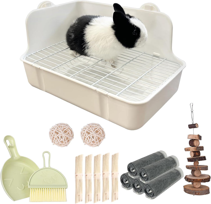 RUBYHOME Rabbit Litter Box Bunny Litter Box Guinea Pig Potty Trainer Corner Bedding Pet Potty Pan for Rabbit Guinea Pig 