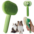 Demiya Cat Grooming Brush with Ergonomic Handle, Green Plastic Pet Brush for Cats & Dogs, Hair Shedding and Deshedding Tool for Long & Short Haired Pets (Green)