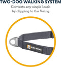 Ruffwear, Double Track Coupler, Double Leash for Two Dogs, Premium Heavy Duty Dual Splitter with 360° Lockable Swivel No Tangle, Shock-Absorbing Stretch Webbing for Walking & Hiking, Basalt Gray