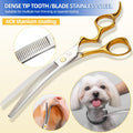 CITYWISH Dog Grooming Scissors,Curved Chunkers Shears Deg Grooming with Safety Round Tips, Sharp and Comfortable 4 in 1 Dog Scissers for Grooming