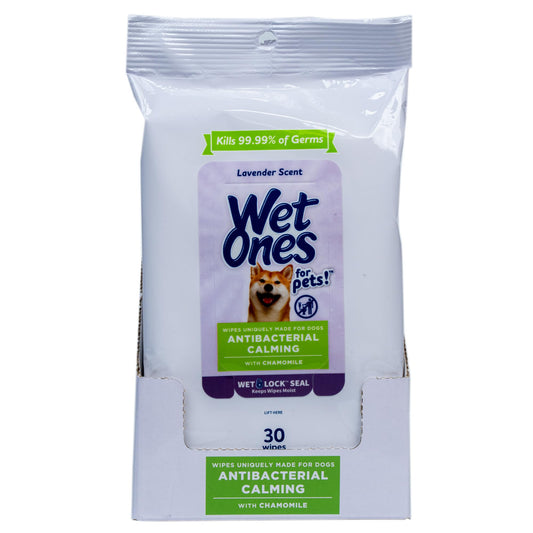 Wet Ones for Pets Antibacterial Calming Dog Wipes with Chamomile and Lavender Scent - Kills 99.99% of Germs, Durable Disposable Paw Wipes for Pets, 30 Count
