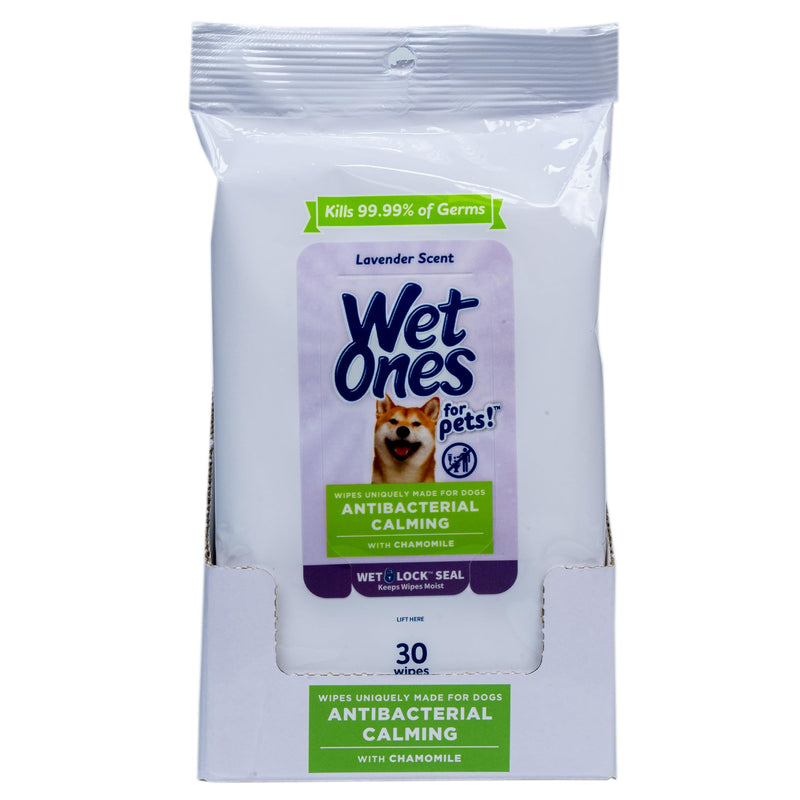 Wet Ones for Pets Antibacterial Calming Dog Wipes with Chamomile and Lavender Scent - Kills 99.99% of Germs, Durable Disposable Paw Wipes for Pets, 30 Count
