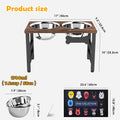10" Tall Elevated Dog Bowls, Wooden & Metal Raised Dog Bowl Stand with 2 Stainless Steel Bowls-1700ml Capacity & Non-Sli