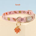 Breakaway Cat Collar with Bell, Fall Pumpkin and Maple Leaf Autumn Print, Adjustable, 2 Pack
