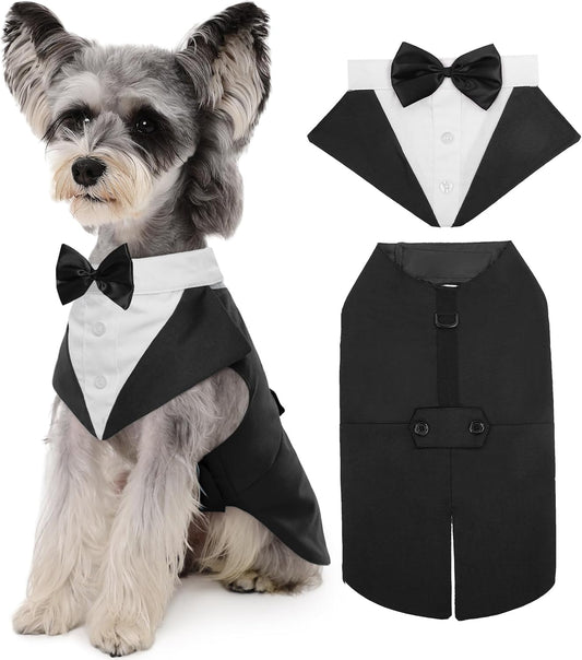 Kuoser Dog Tuxedo, Dog Suit and Bandana Set, Dogs Costume with D-Ring