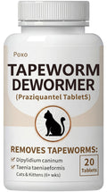 Tapeworm Dewormer for Cats & Kittens (6+ Weeks), Praziquantel Tablets, Tapeworm Treatment for Cats, Small & Easy to Administer, 20 Count