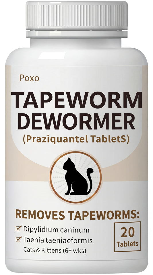 Tapeworm Dewormer for Cats & Kittens (6+ Weeks), Praziquantel Tablets, Tapeworm Treatment for Cats, Small & Easy to Administer, 20 Count