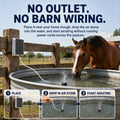 Solar Horse Water Trough Aerator, 0.3 L/min Pump with Solar + USB Charging.