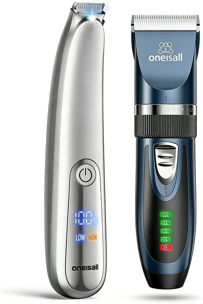 oneisall Quiet Cat Clippers for Matted & Long Hair and 2-Speed Pet Paw Trimmer