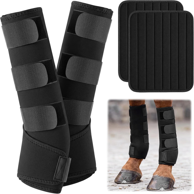 Abbylike L-14 Padded Horse Leg Wraps, Nylon Standing Wraps, Black