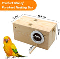 PINVNBY Nesting Box for Birds,Wooden Parakeet Nest Box with Detachable Board Transparent Visual Cockatiel House for Budg