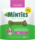Minties Dog Dental Bone Treats, Tiny/Small 5-25 lbs, 40 Ct
