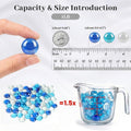FUTUREPLUSX Blue and Clear Flat Glass Marbles Bundle, Decorative Glass Pebbles Gems Vase Fillers for Floral Arrangements