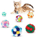 TUSATIY Interactive Cat Ball Toy,6pcs Fuzzy Kitty Balls with Bells,Cat Pom Pom Balls for Kittens to Keep Busy,Colorful C