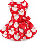 Christmas Santa Claus Dog Dress, Festive Holiday Pet Skirt Outfit with Snowflake Design for Small and Medium Dogs