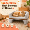 SSAVED Cat Bed for Indoor Cats, 2-Tier Cat Cave Bed with Top Lounge & Lower Hideaway, Washable PET Felt Cat Sofa for Living Room, Bedroom, Apartment, Scratch-Friendly Cat Furniture, Light Gray