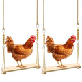 Chicken Swing Toy, 2 Pack Chicken Toys, Wood Chicken Swing Toy, Wood Chicken Swing for Chickens Rooster Poultry Parrots
