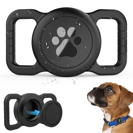 SANKALA Waterproof Airtag Holder for Dog Collar, Lightweight & Durable Silicone Holder for Apple AirTag, Reinforced Anti-Lost, Signal Friendly, Universal Fit Collar Width (0.6-1.3 Inch) - Black