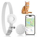 Cat GPS Tracker, Waterproof Pet Tracker for Cats, Cat GPS Tracker Collar with Safety Elastic Buckle, Works with Any Collar,Compatible with Apple Find My App (Only iOS), No Monthly Fee, White