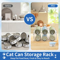 Cat Can Storage Organizer for Pantry, High Clear Acrylic Dog Canned Food Storage Rack 2 Tier Stackable Shelf for Pet Cans Dispenser with Can Cover Lid and Spoon