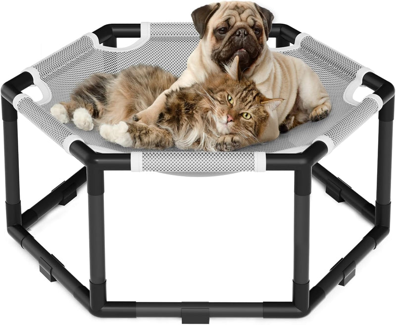 Tresbro Elevated Cat Hammock Bed, Hexagon Raised Cat Swing Bed Chair Cot