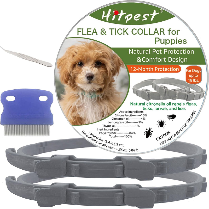 Flea and Tick Collar for Puppies - 12-Month Natural Protection - Safe & Effective Flea and Tick Prevention - Includes Fl