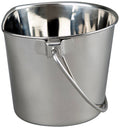 Advance Pet Products 2 Quart Heavy Duty Stainless Steel Flat Side Bucket | Durable Food & Water Pail for Dogs, Cats, Kennels, Cages and Critter Crates | Multi-Purpose Bucket