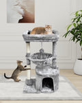 SYANDLVY Small Cat Tree for Indoor Cats, Activity Cat Tower with Scratching Post for Kittens, Modern Cat Furniture with 