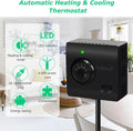 Adjustable Thermostat, Briidea Plug in Heating & Cooling Thermostat with LED Indicator, Compatible with Space Heater, Wi