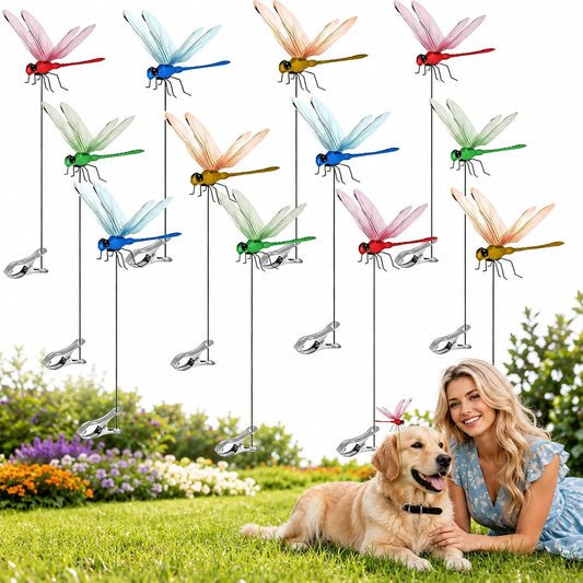 3D Realistic Dragonfly Clips- 12pack Fake Dragonflies Plastic Dragonfly Clip Ons Design Dragon Fly Hat Clip for Outdoor 