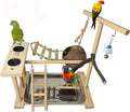 Parrots Playground Bird Play Stand Natural Wood Parrot Perch Gym Playpen Parakeet Nest with Feeder Cups Ladders Lovebird