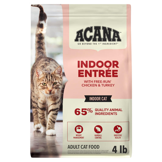 ACANA Dry Cat Food for Indoor Cats Indoor Entrée Chicken Turkey Whole Herring and Rabbit 4lb Bag