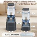 2.2 Gallon Pet Automatic Dog Water Dispenser Cat Gravity Waterer Feeder with Stainless Steel Bowl Large Capacity Puppy Feeding Raised Bowls with Filter,Ice Pack for Large Pets
