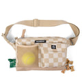 Cleverpup Walk & Train 2-in-1 Dog Walking Bag - Hands-Free Training Crossbody Sling & Fanny Pack with Treat Pouch, Poop Bag Holder, Phone Pockets - Adjustable Waist or Shoulder Strap - Checkerboard