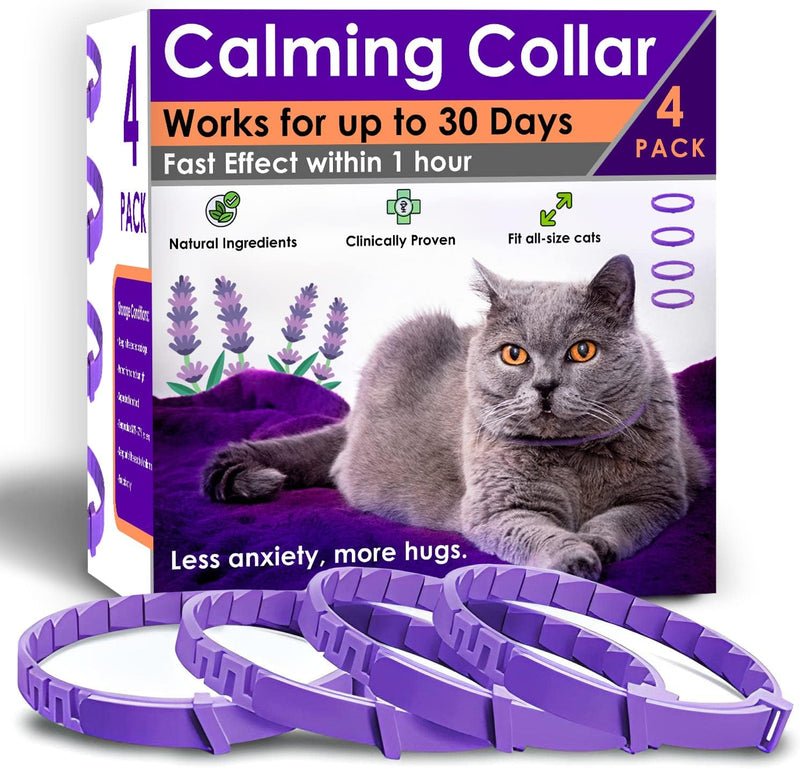 4 Pack Calming Collar for Cats – Pheromone Cat Calming Collar Cat Anxiety Relief and Stress – Adjustable Water Resistant