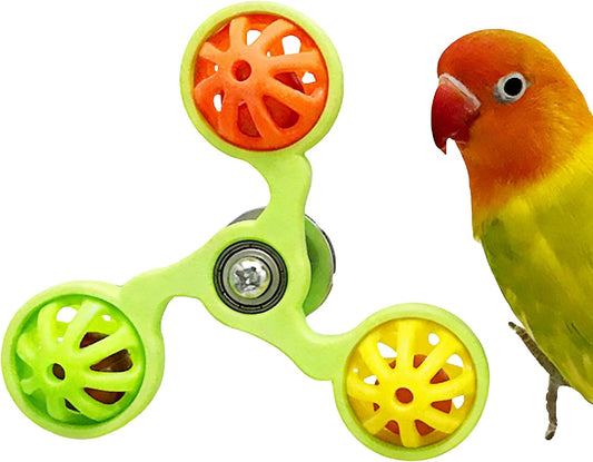 Bird Toys for Parakeets, Wheel Spinning Parrot Toy with Bells