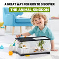 Turtle Fish Tank with Basking Platform and Bottom Drainage, 11.8" x 7" x 7.3" Aquatic Turtle Tank for Juvenile Turtle, C