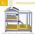 GEGURI Wooden Rabbit Hutch, Indoor Outdoor Chicken Coop Bunny Cage with Waterproof Roof