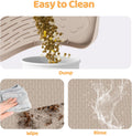 Bartuke Cat Food Mat, 40" x 28" Cat Litter Mat Extra Large Silicone Pet Feeding Mat with Raised Edge Pet Placemat for Food and Water Bowl Non-Slip, Easy to Clean, Floor Protection (Khaki)