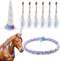 Shyyween 8 Pcs Unicorn Horse Kit, Horn Wreath, 6 Mane Feather Clips