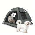 Nockovi Anti-Anxiety Open Pet Tent, Calming Hideaway Monitoring Bed for Cats & Small Dogs, Breathable Mesh, Tool-Free Setup, Indoor Outdoor Travel, Grey