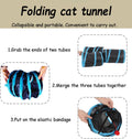 Mabaytir 3-Way Collapsible Cat Tunnel Tube Toy Black Blue — Interactive Play Tunnel with Hanging Ball & Peek Hole for Indoor Cats, Kittens, Puppies & Rabbits | Hours of Fun & Exercise