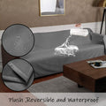 Ameritex Pet Bed Blanket Reversible 100% Waterproof Velvet Super Soft for Sofa and Bed (68x82 Inches, Light Grey+Grey)
