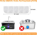 SIBAYS 8 Pack Dog Water Fountain Filters Replacement for SIBAYS 355oz/2.8Gal/10.5L Large Dog Water Fountain(FS70), Made of Activated Carbon and PP Cotton, Food Grade Water Fountain Filters(Model: L07)